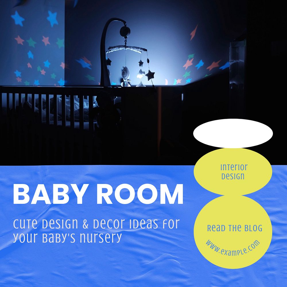 Baby room Instagram post template, editable text