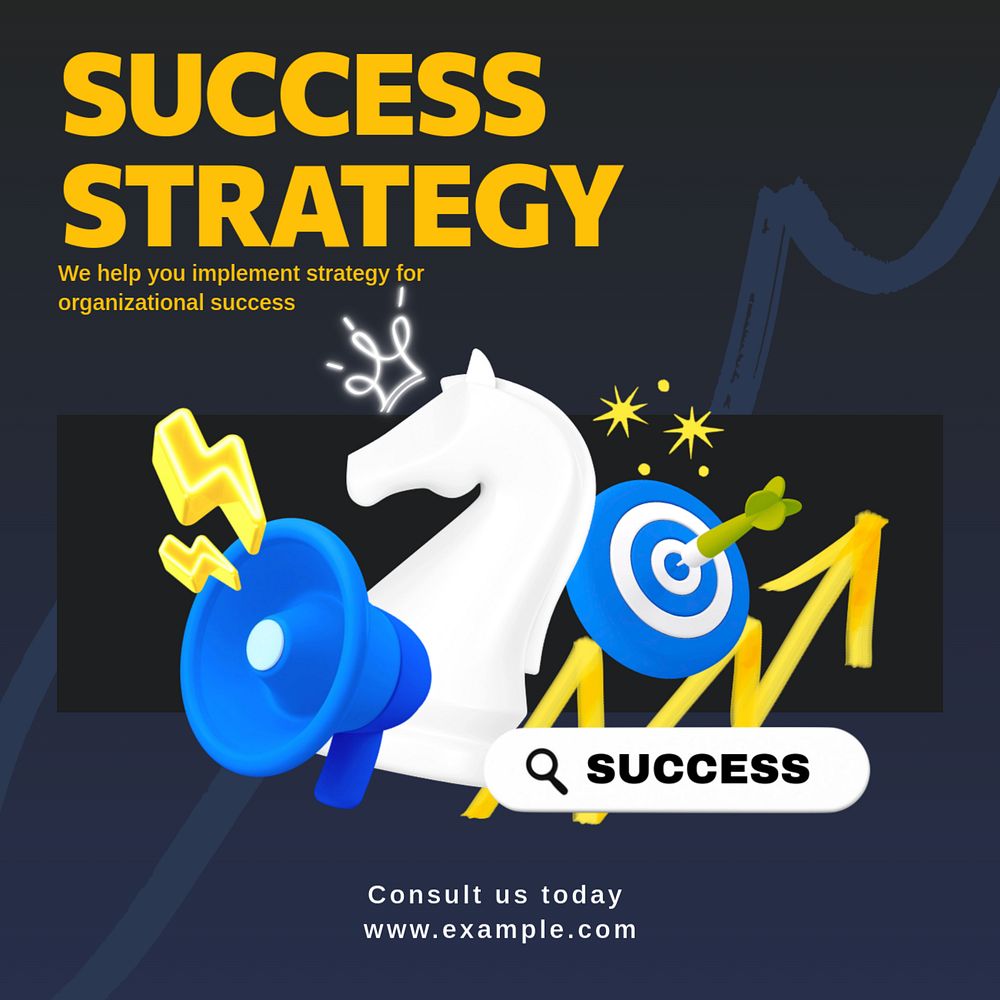 Success strategy Instagram post template, editable text