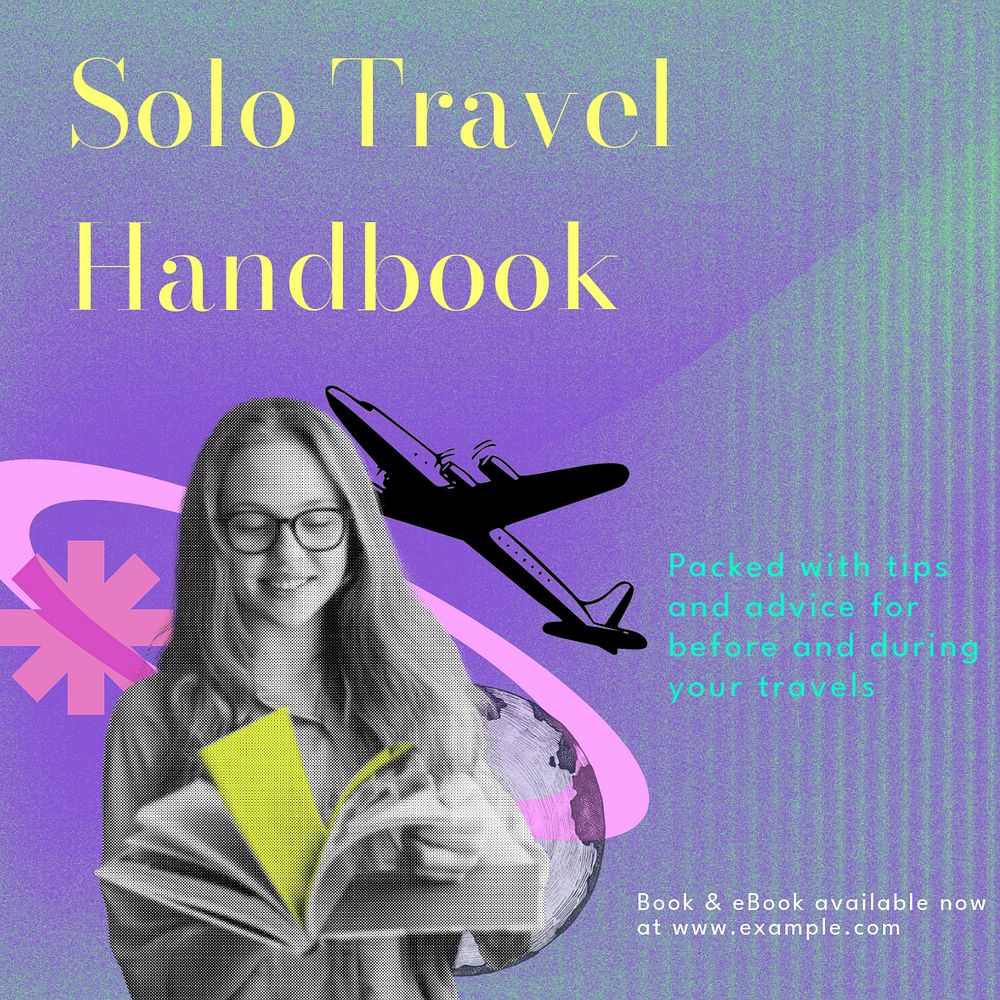 Solo travel Instagram post template, editable text