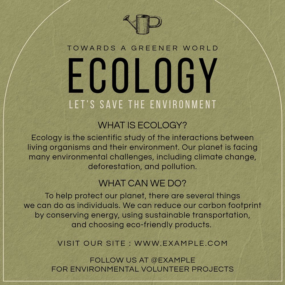 Ecology Instagram post template, editable text