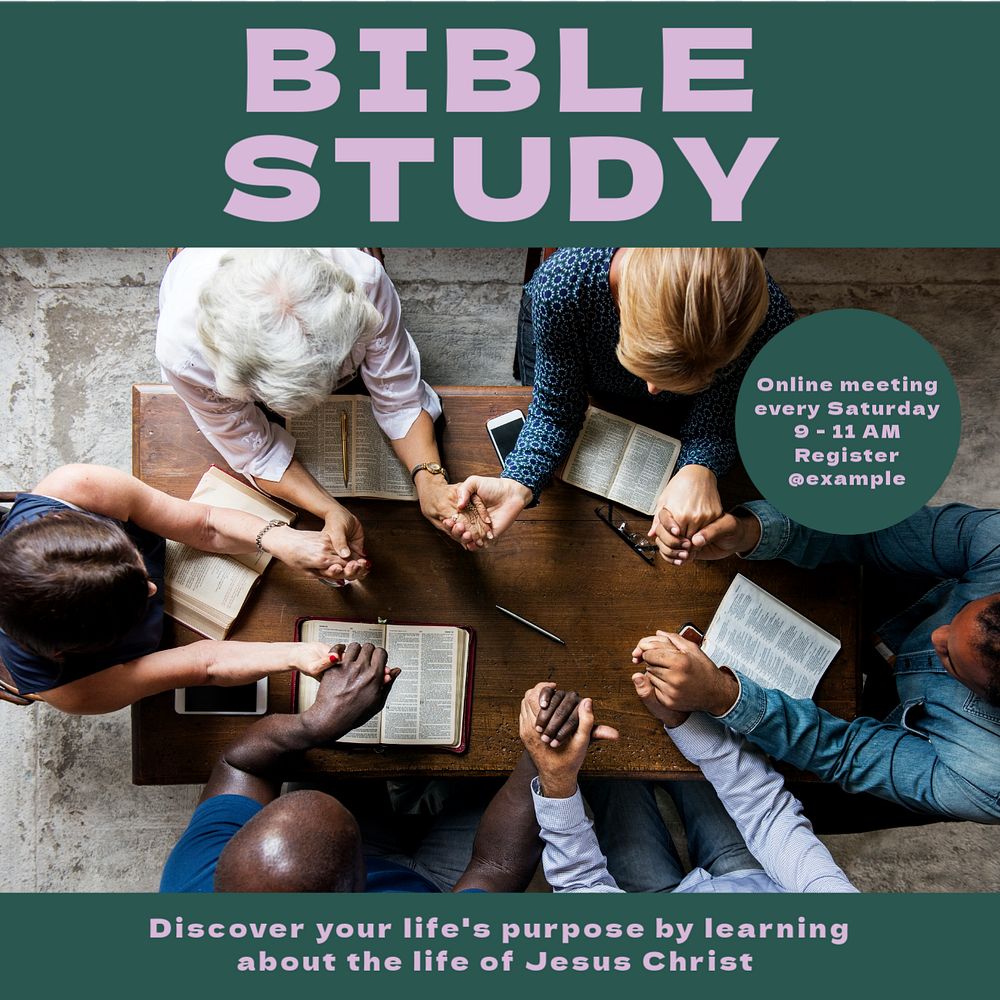 Bible study Instagram post template, editable text