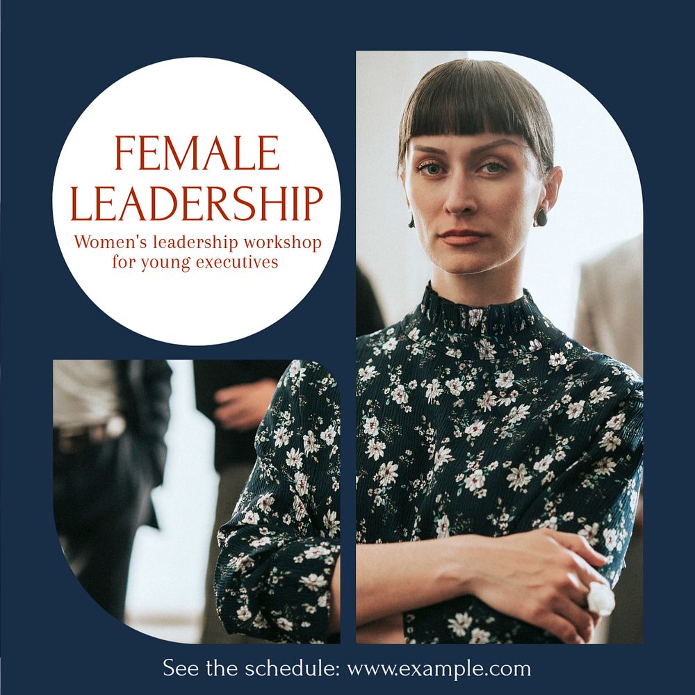 Female leadership Instagram post template, editable text