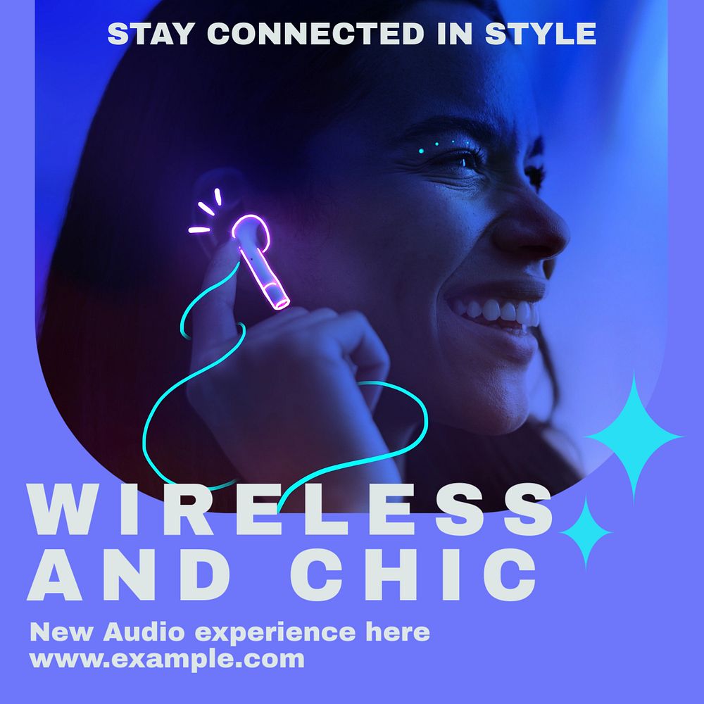 Wireless music Instagram post template, editable text