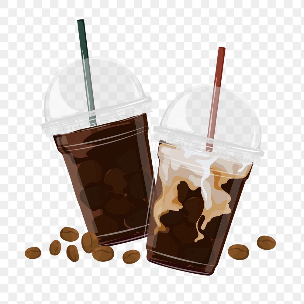 Iced coffees png element, editable morning drink design