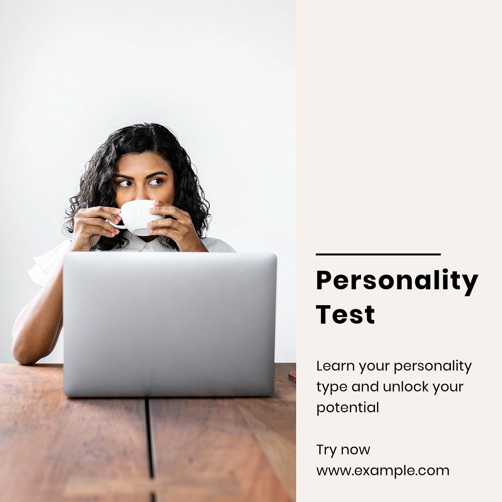 Personality test Instagram post template, editable text