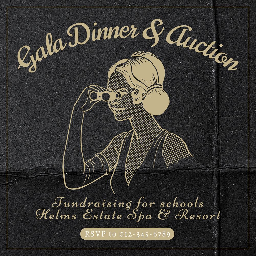 Gala night Instagram post template, editable text