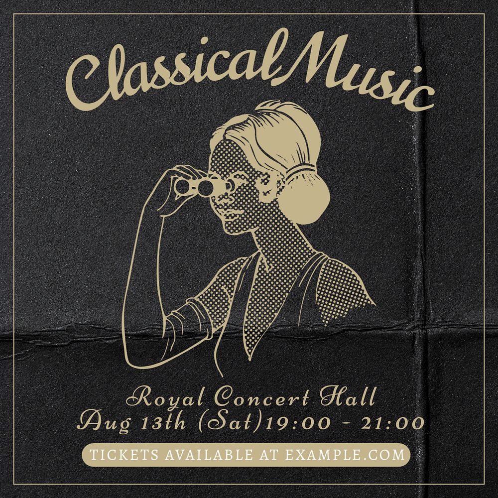 Classical music concert Instagram post template, editable text