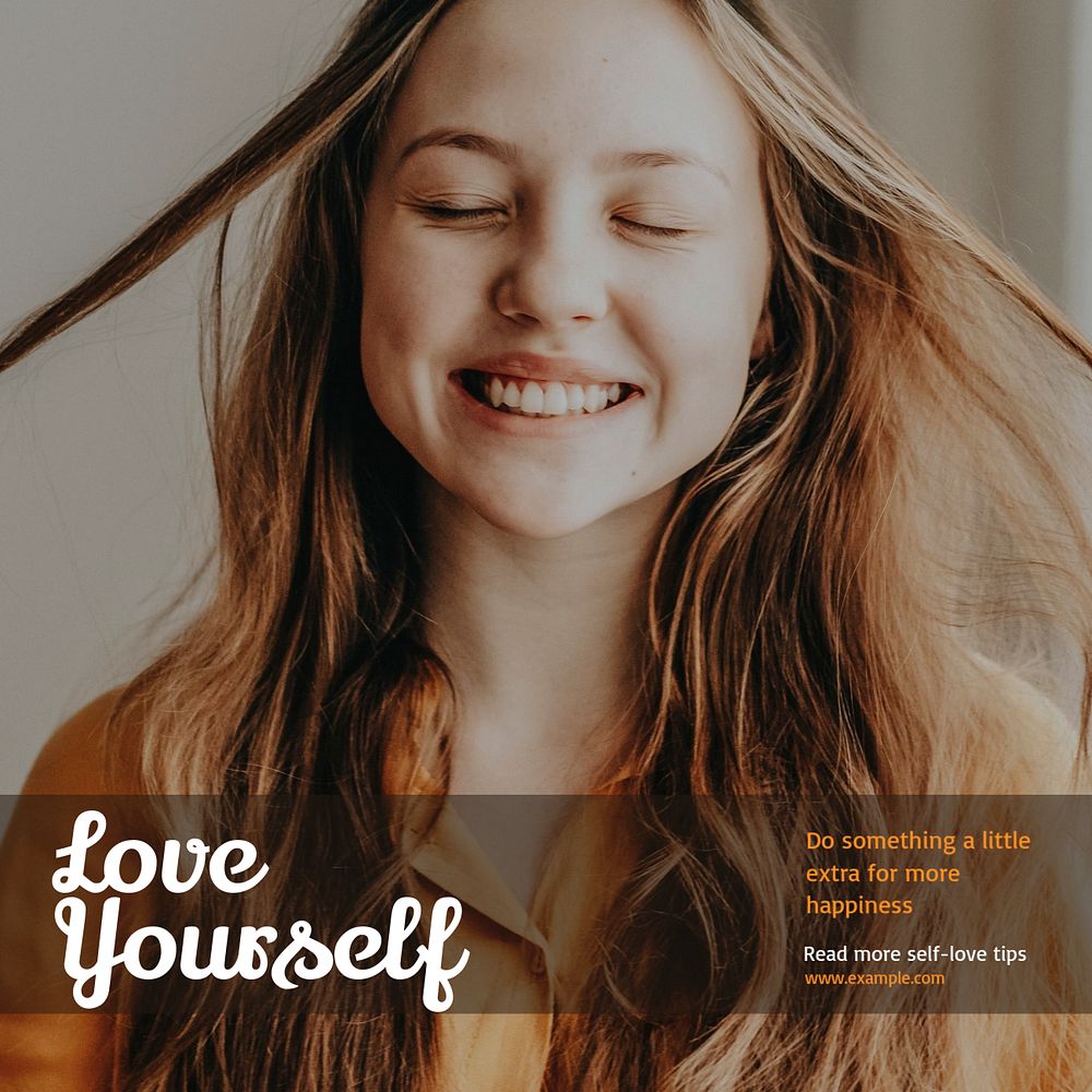 Love yourself Instagram post template, editable text