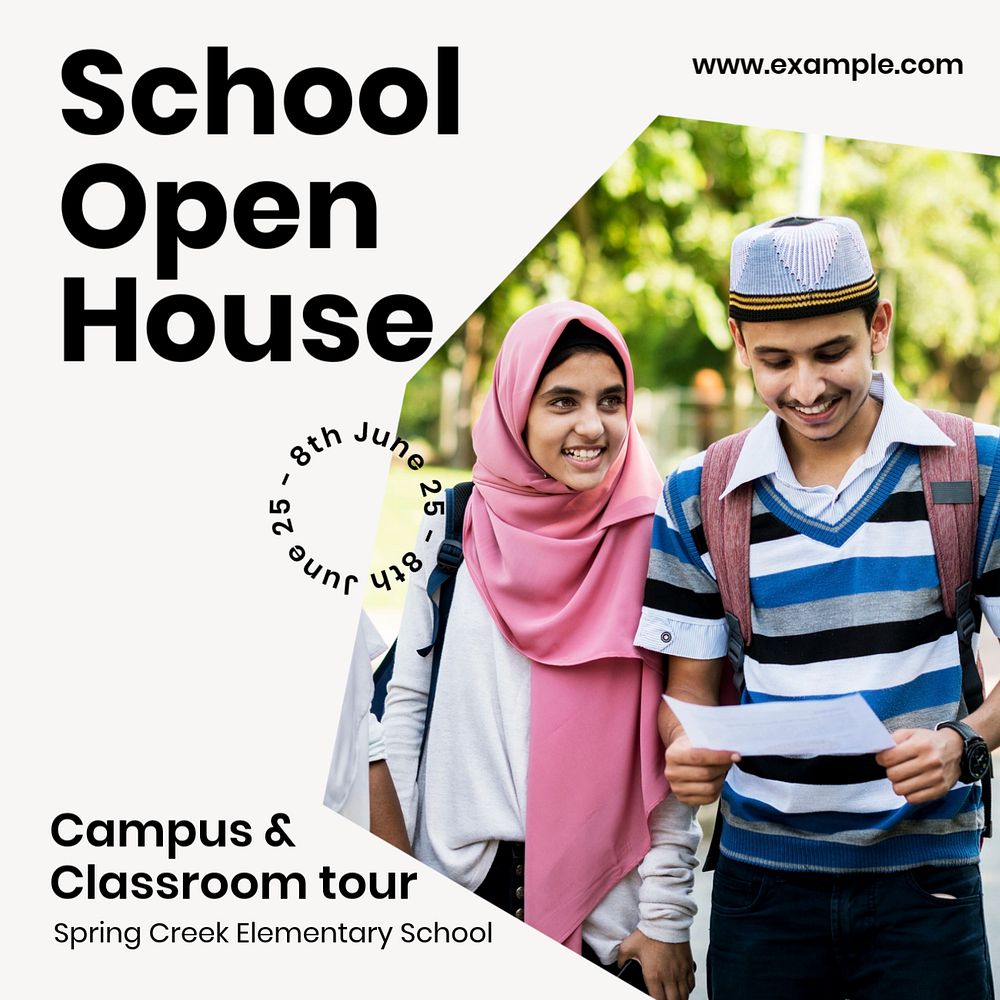 School open house Instagram post template, editable text