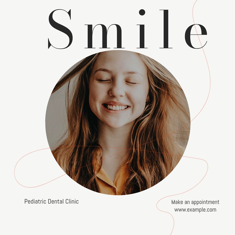 Smile, dentist Instagram post template, editable text