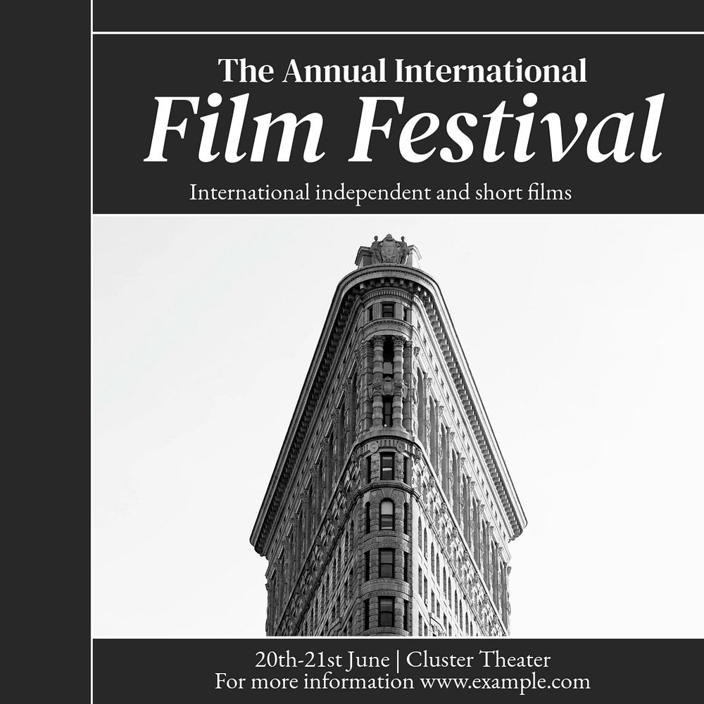 Film festival Instagram post template, editable text