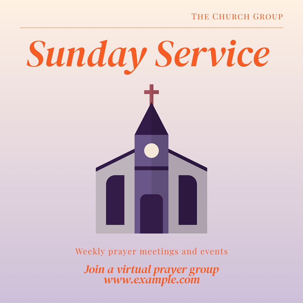 Sunday Service Instagram post template, editable text