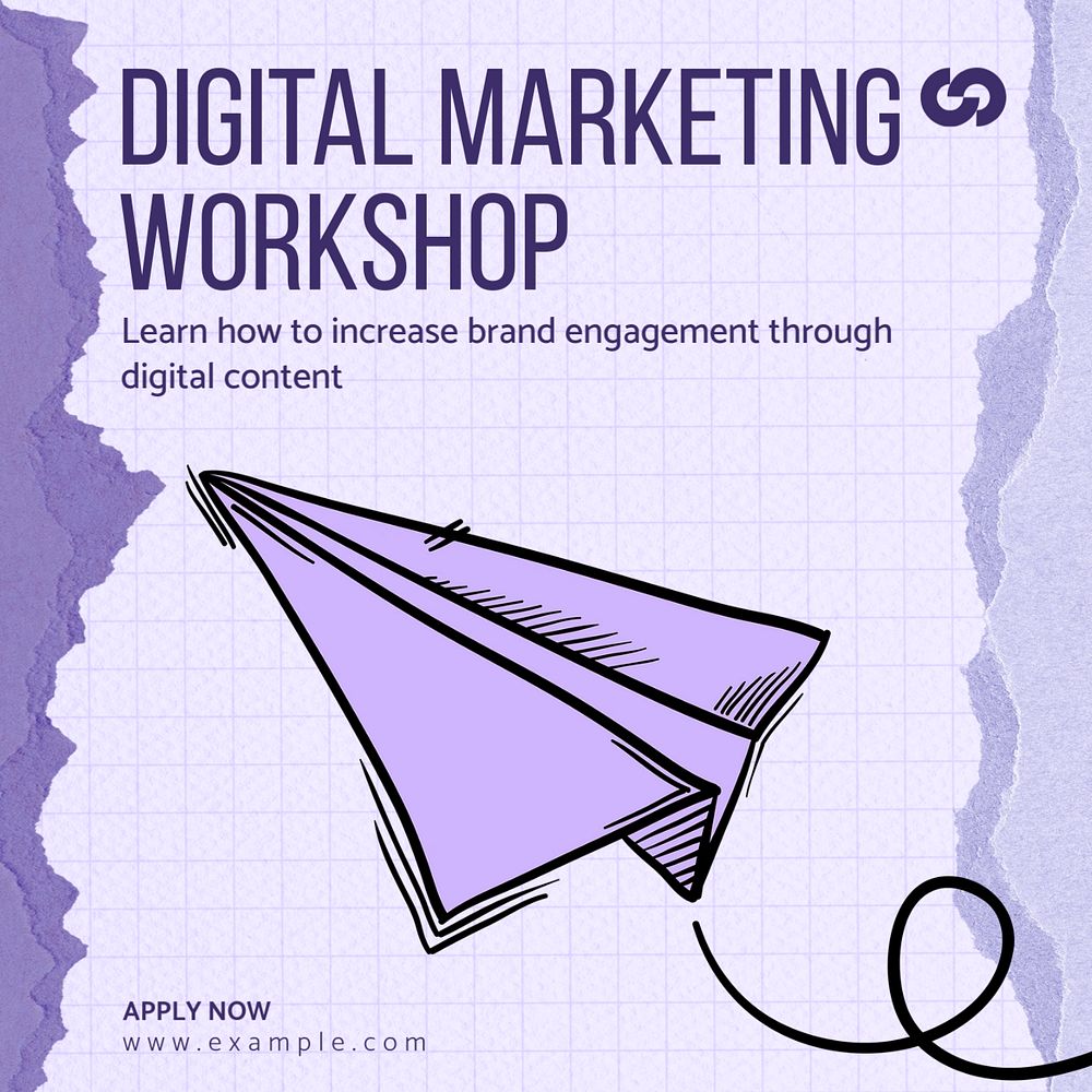 Digital marketing workshop Instagram post template, editable text