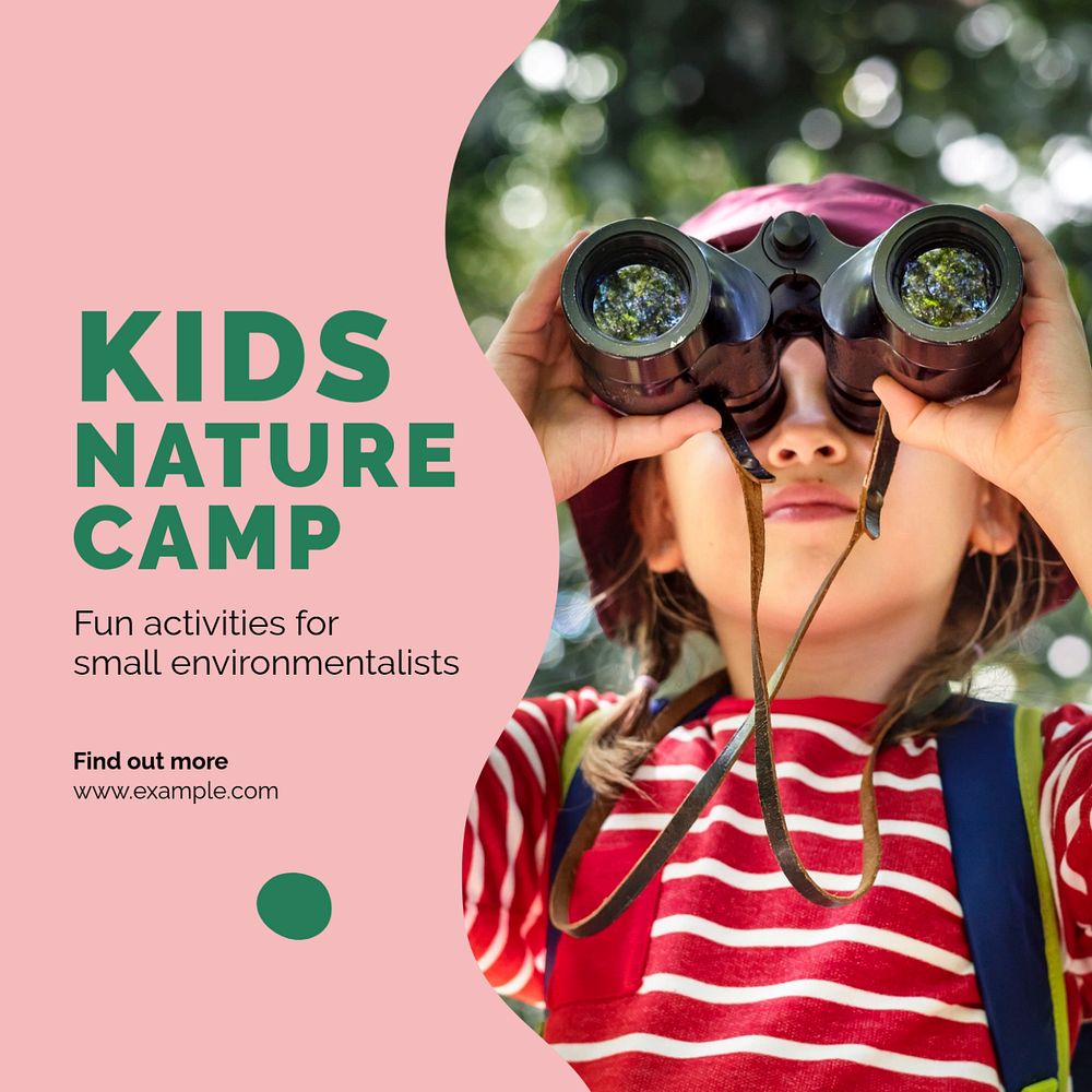 Kids nature camp Instagram post template, editable text