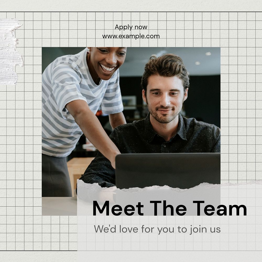 Meet the team Instagram post template, editable text