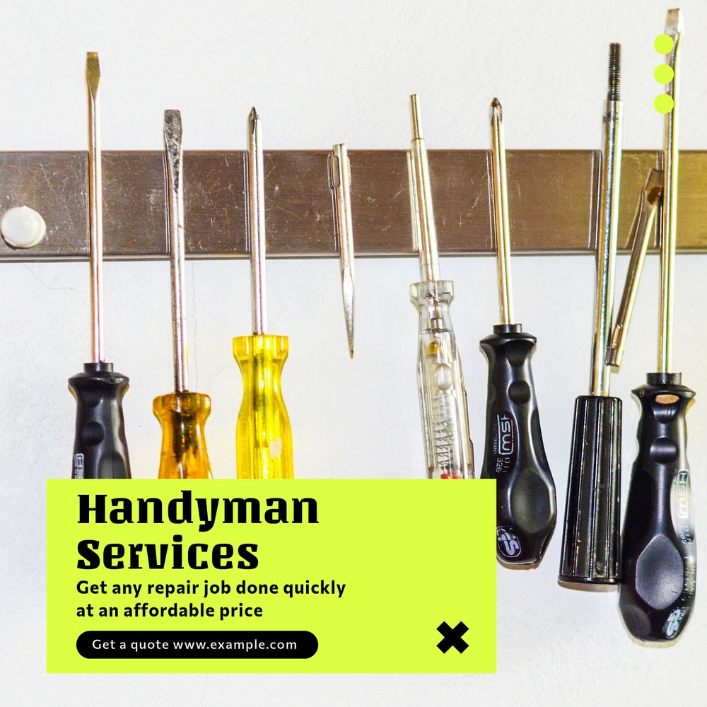 Handyman services Instagram post template, editable text