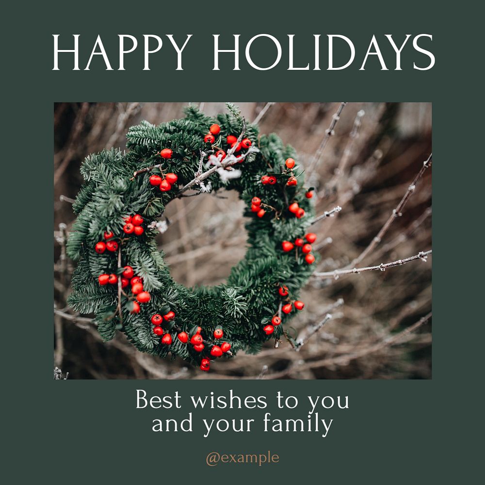 Happy holidays Instagram post template, editable text