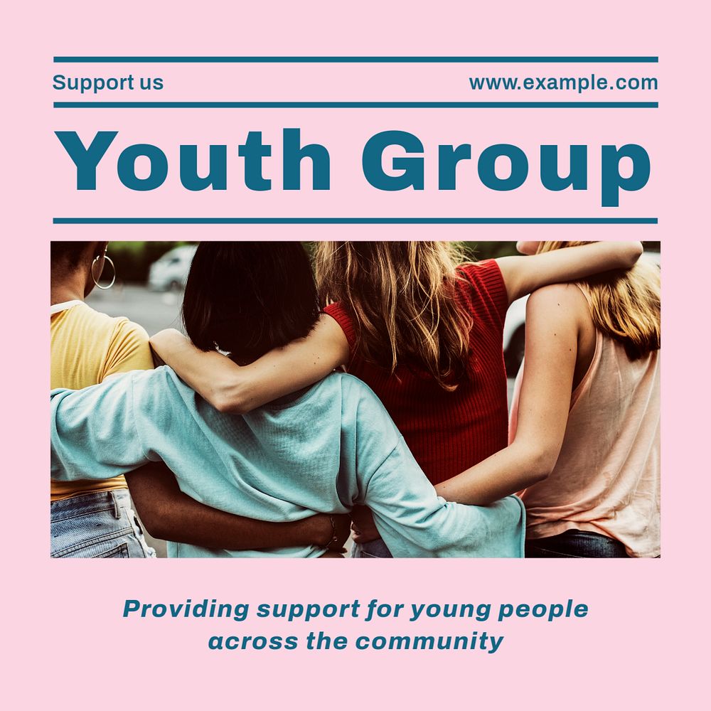 Youth group Instagram post template, editable text