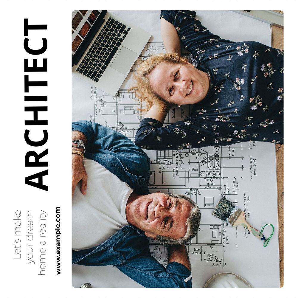 Architect service  Instagram post template, editable text