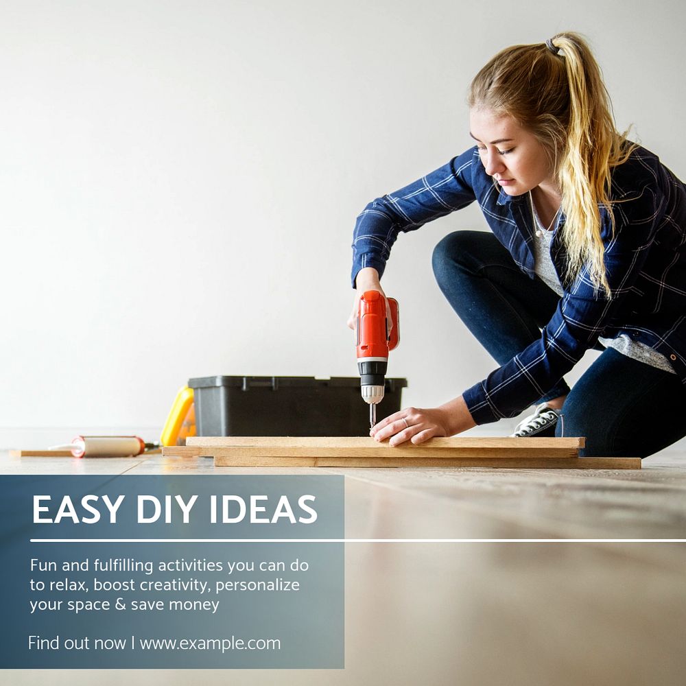 Easy diy ideas Instagram post template, editable text