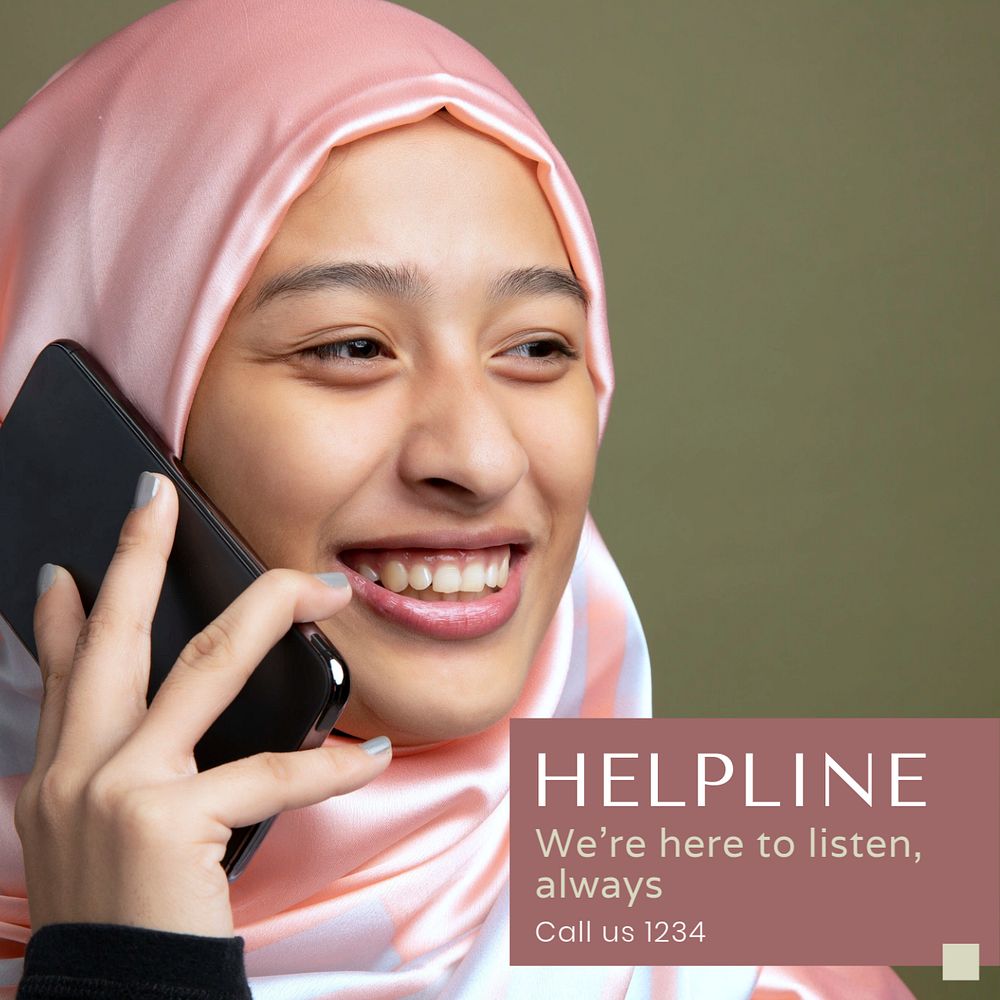 Helpline Instagram post template, editable text