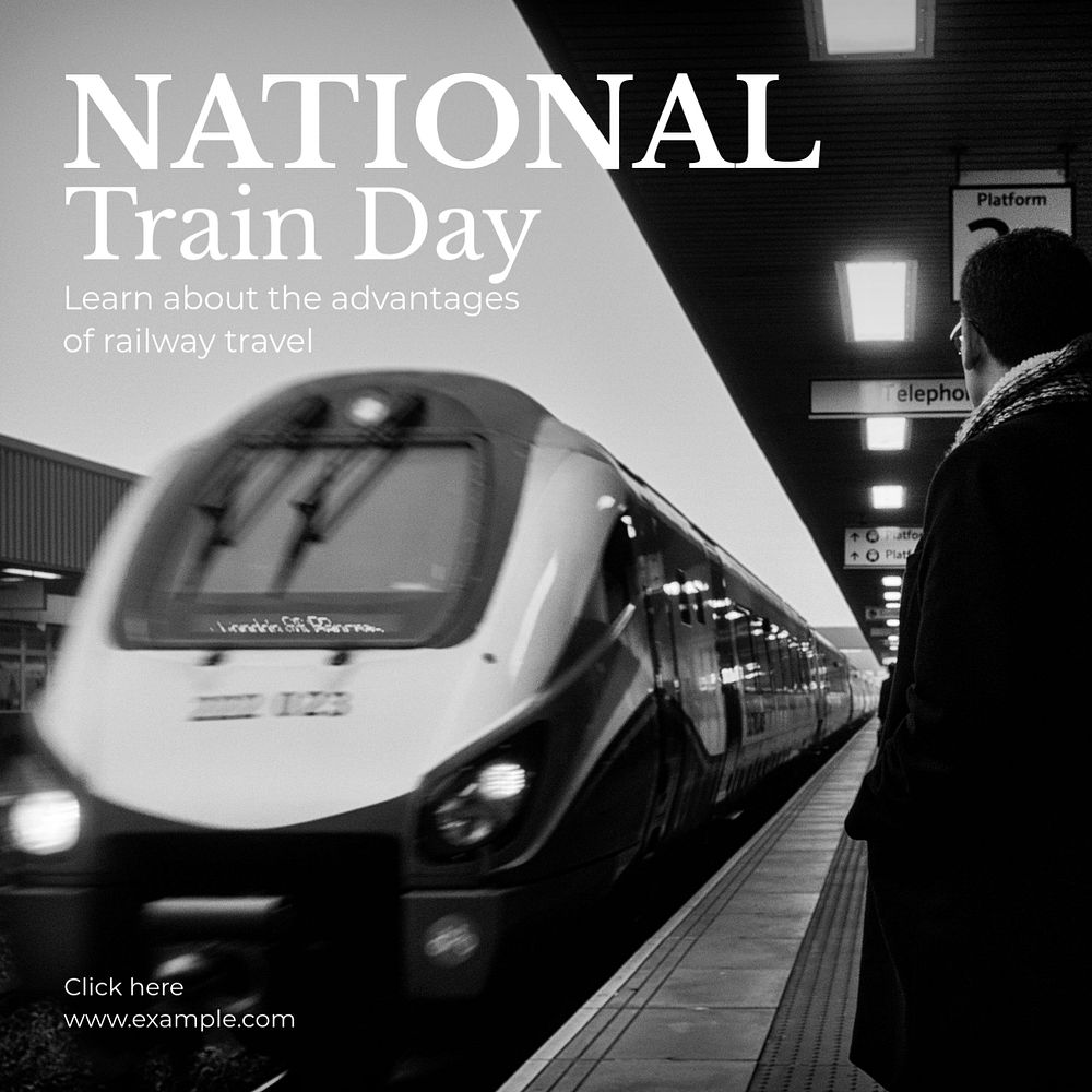 National train day Instagram post template, editable text