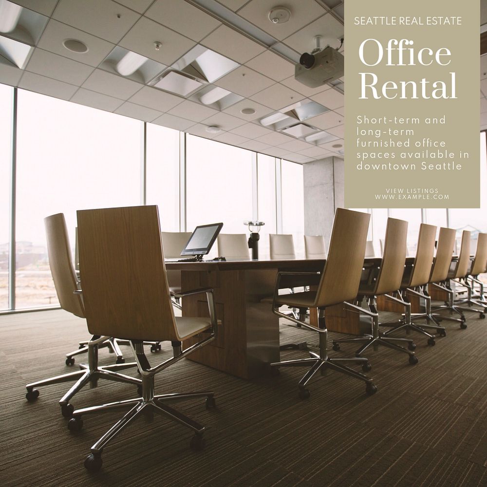 Office rental Instagram post template, editable text