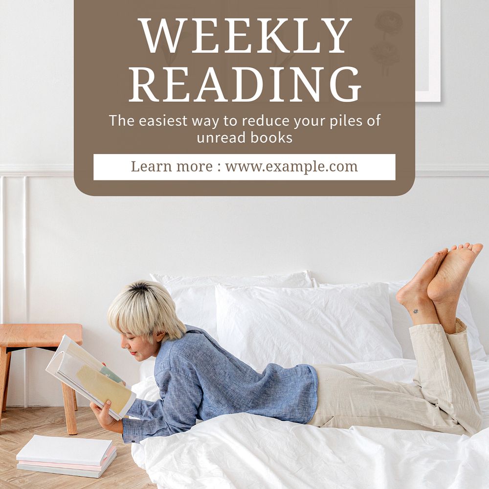 Weekly reading Instagram post template, editable text