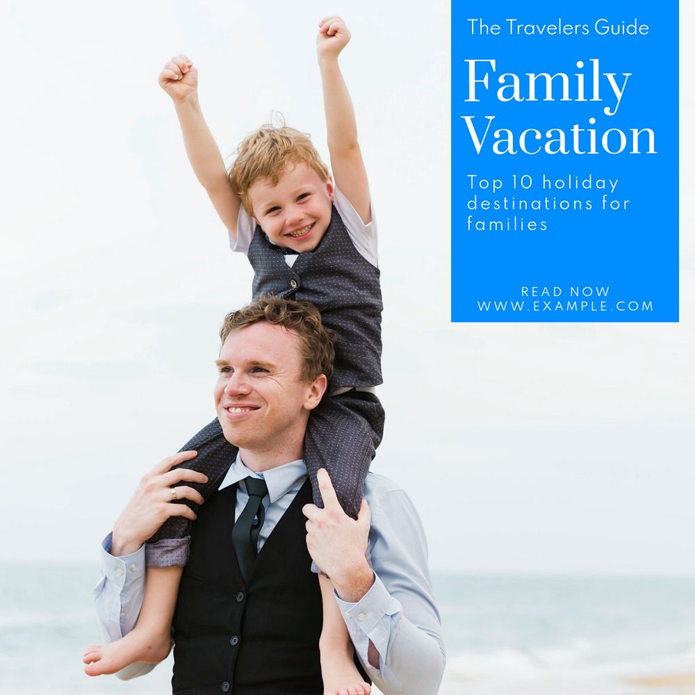 Family vacation Instagram post template, editable text