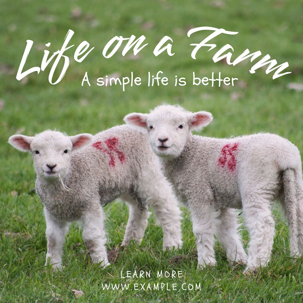 Farm life Instagram post template, editable text