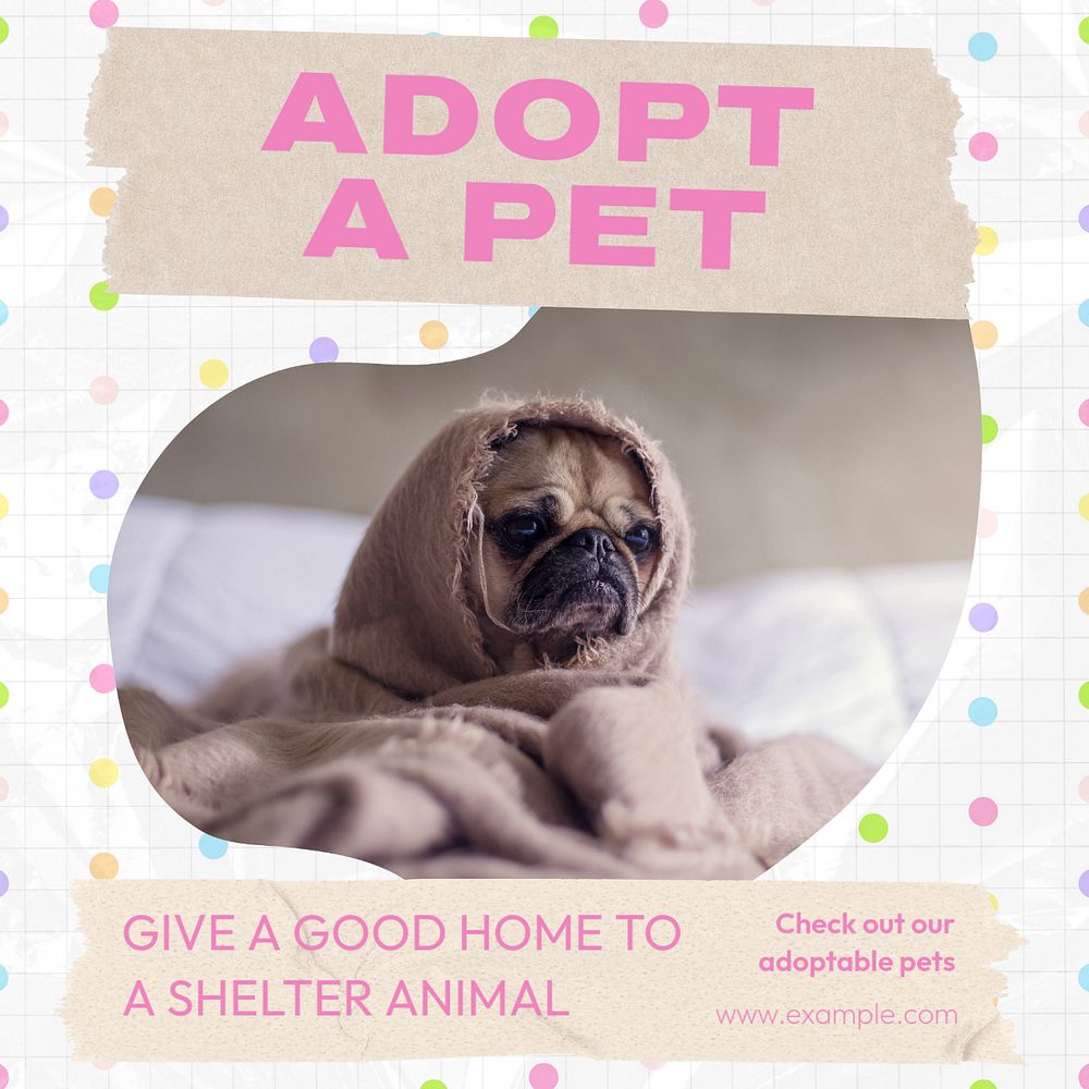 Adopt a pet Instagram post template, editable text