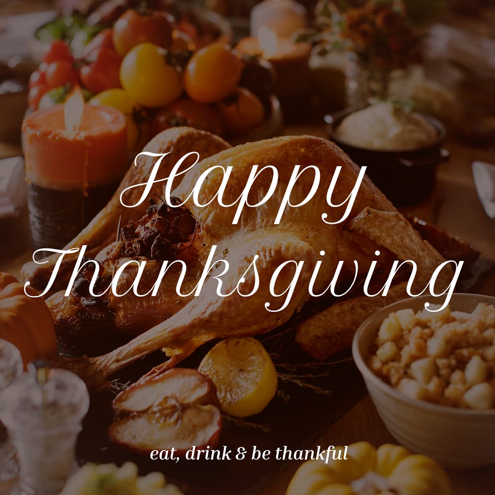 Thanksgiving Instagram post template, editable text