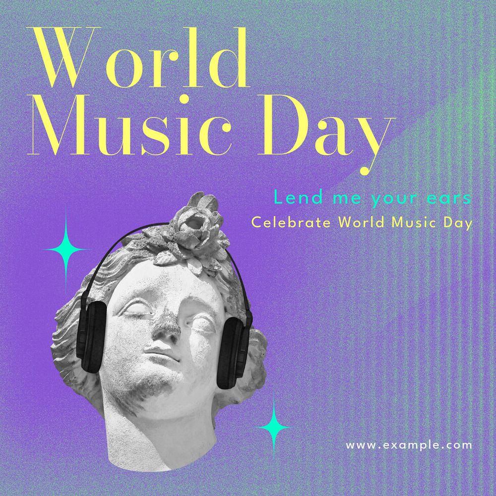 World music day Instagram post template, editable text