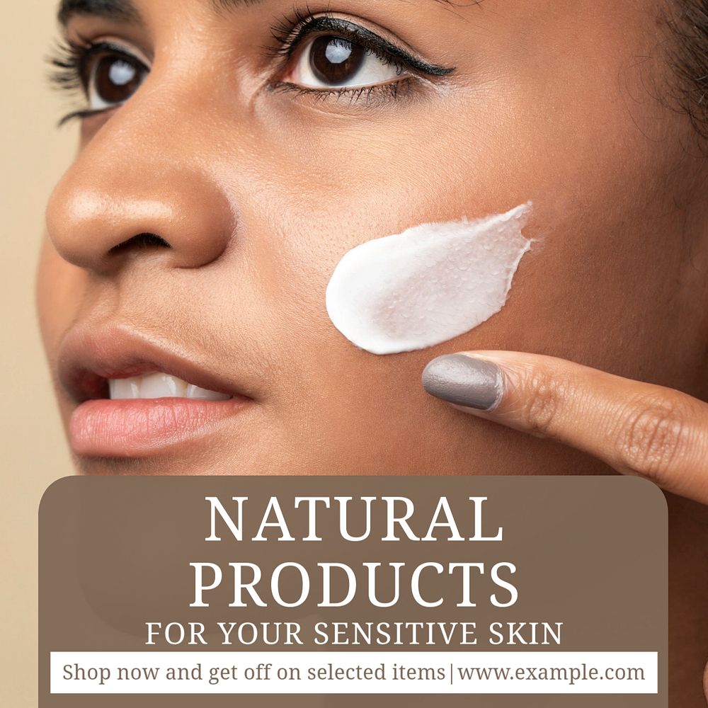 Natural skincare Instagram post template, editable text