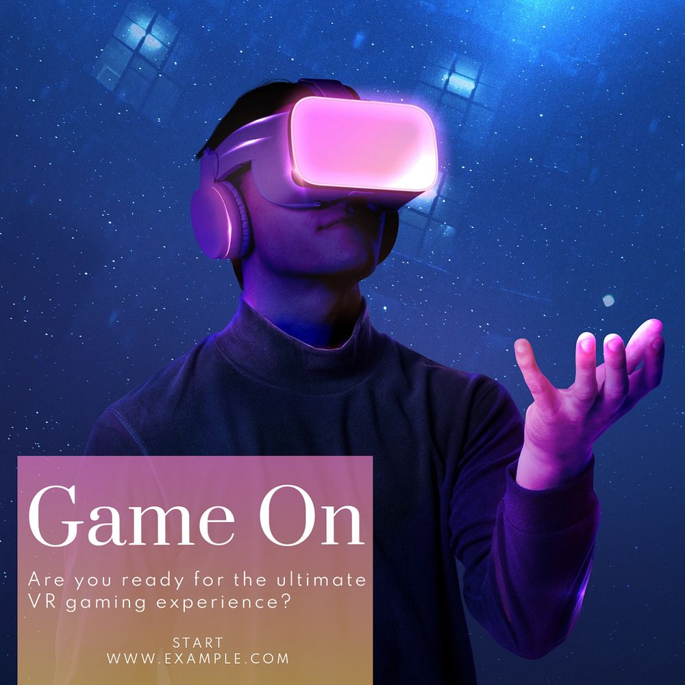 VR gaming Instagram post template, editable text