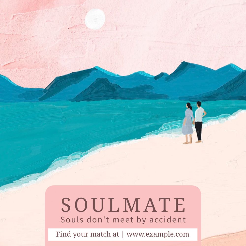 Dating site Instagram post template, editable text