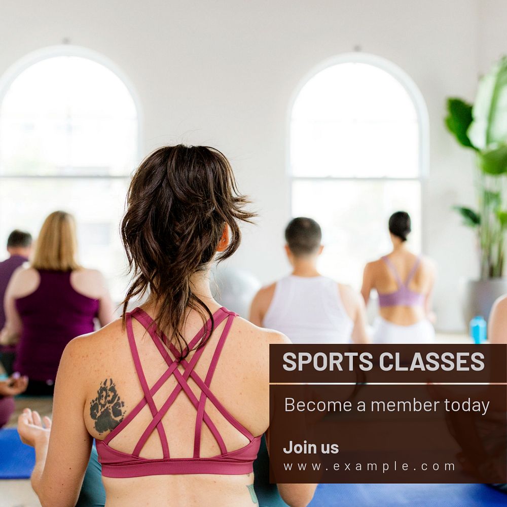 Sports classes Instagram post template, editable text