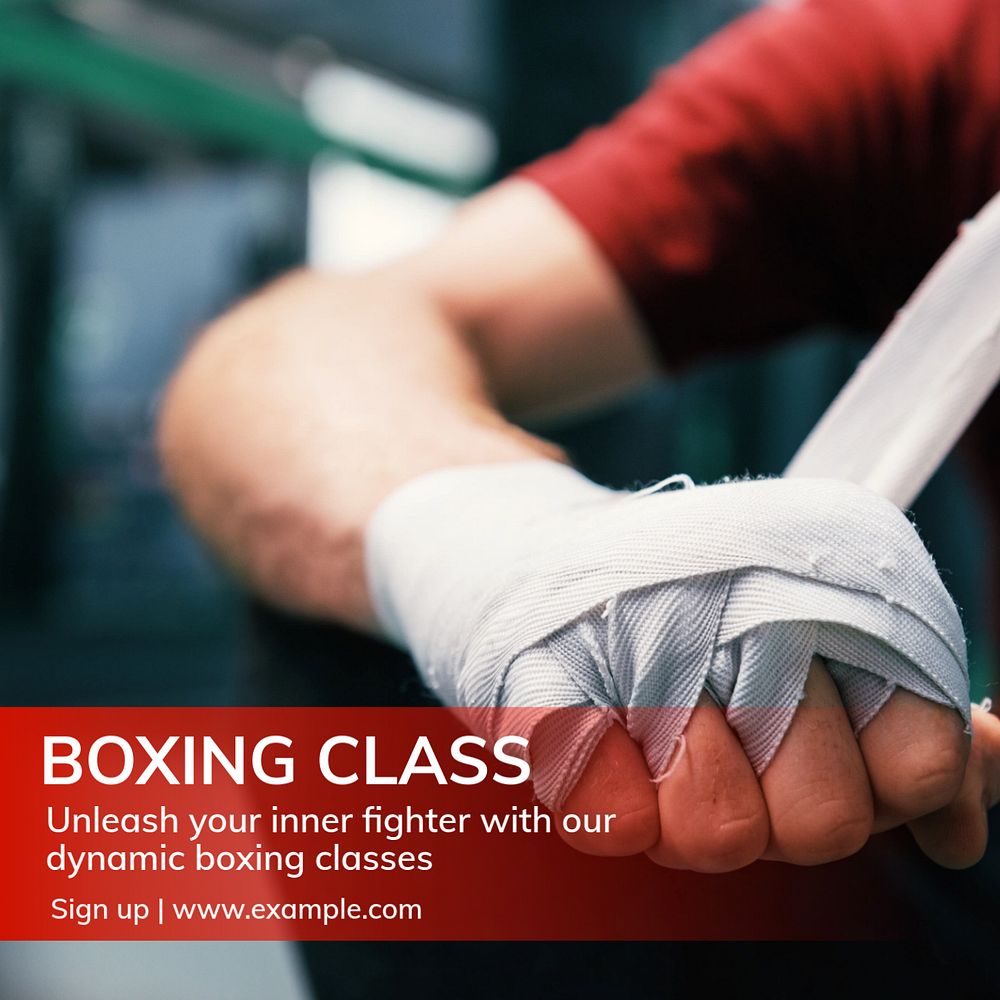 Boxing class Instagram post template, editable text