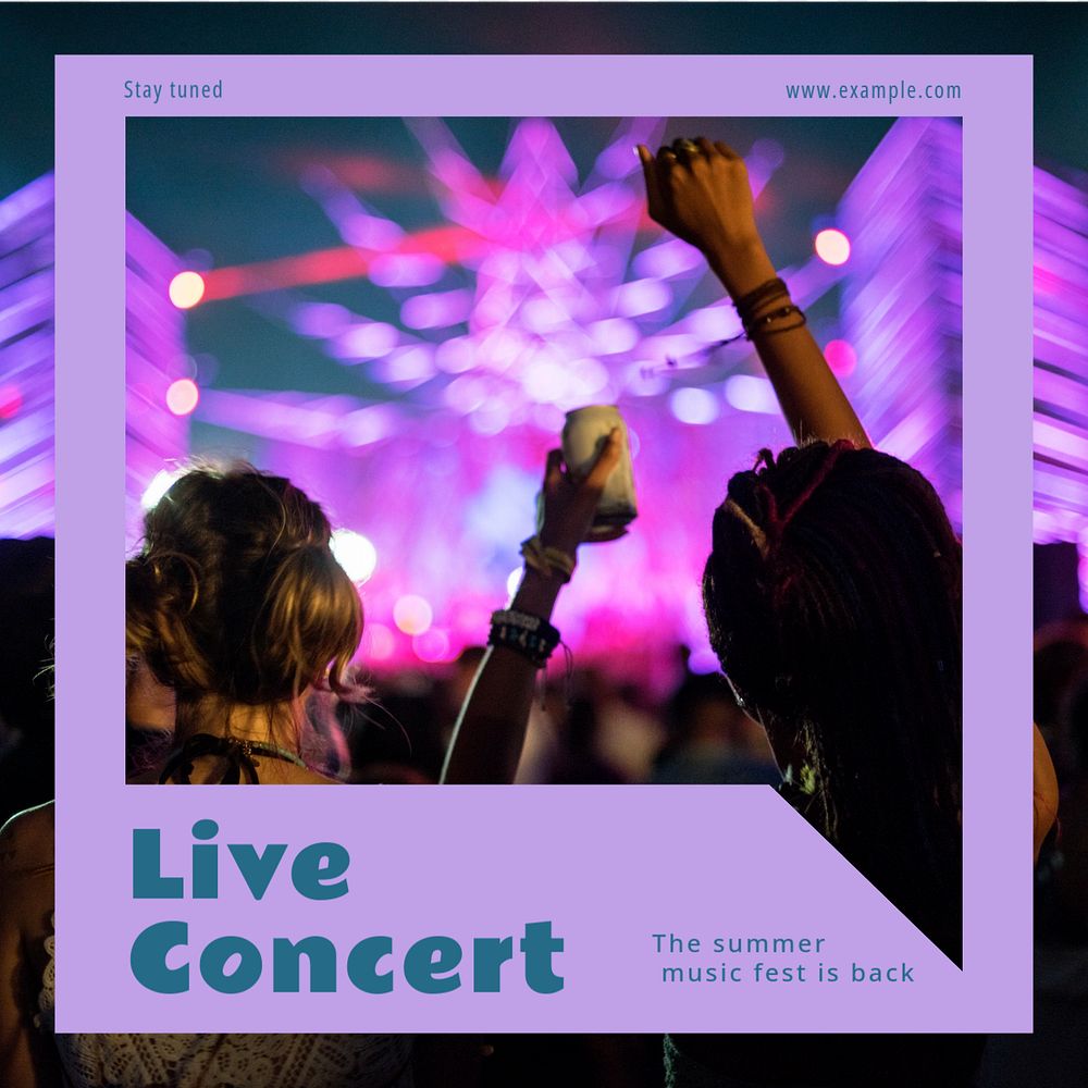 Live concert  Instagram post template, editable text