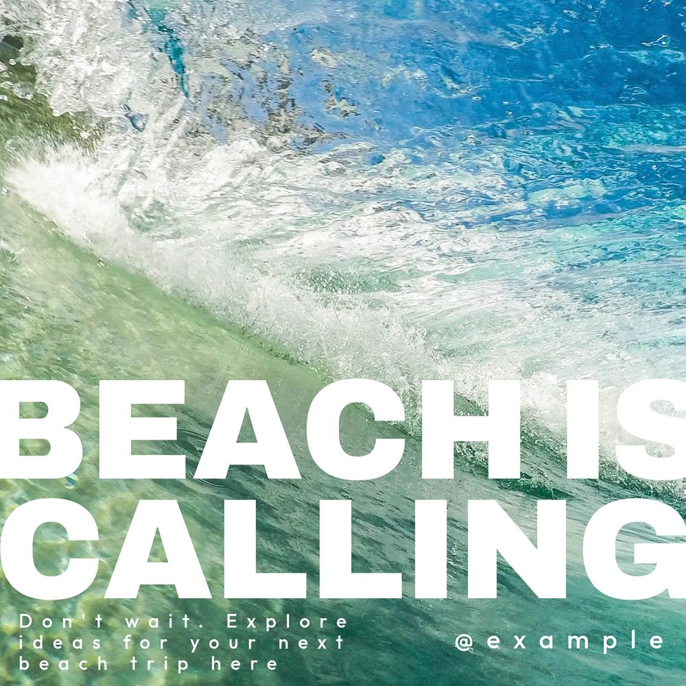 Beach is calling Instagram post template, editable text