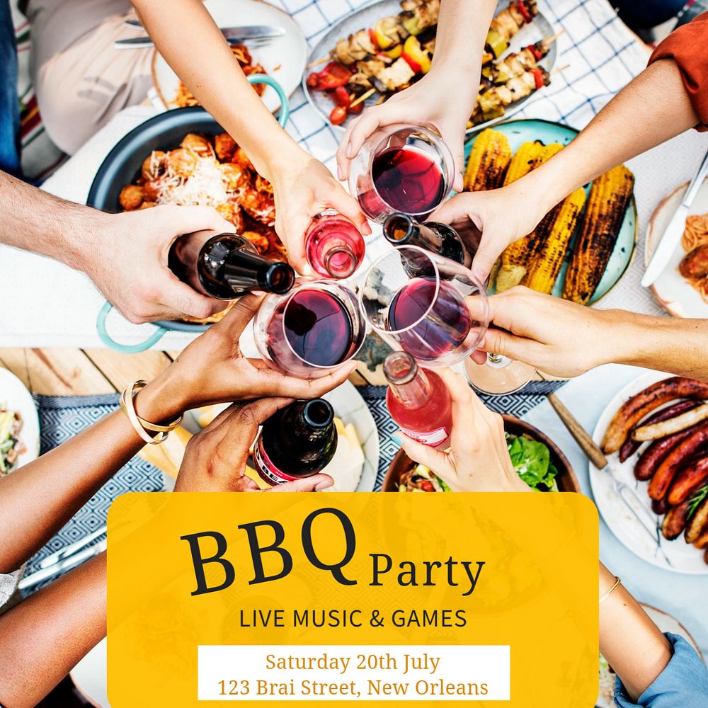 BBQ party Instagram post template, editable text