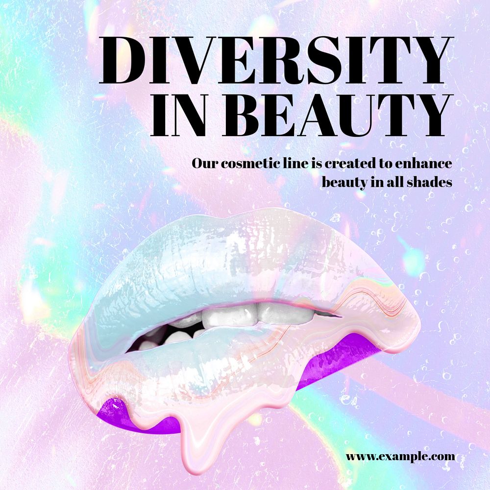 Diversity in beauty Instagram post template, editable text