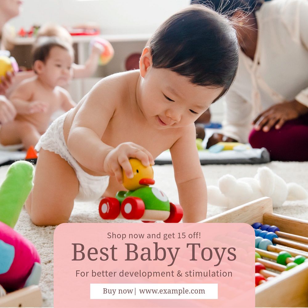 Baby toys Instagram post template, editable text