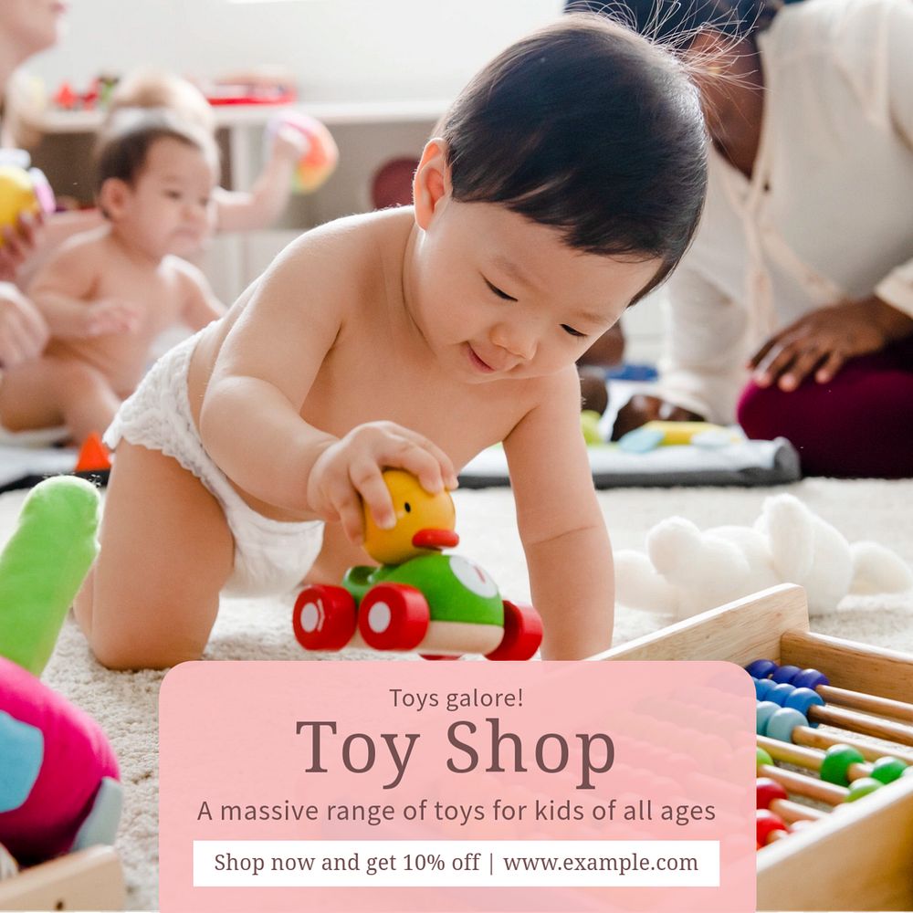 Toy shop Instagram post template, editable text