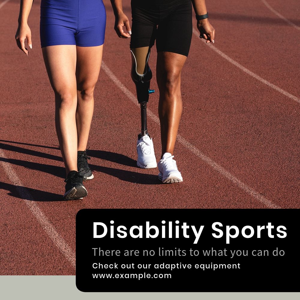 Disability sports Instagram post template, editable text