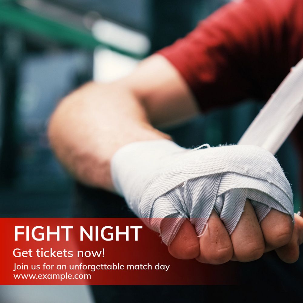 Fight night Instagram post template, editable text