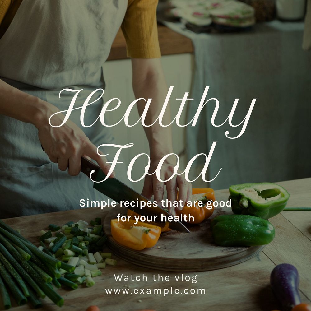 Healthy food Instagram post template, editable text