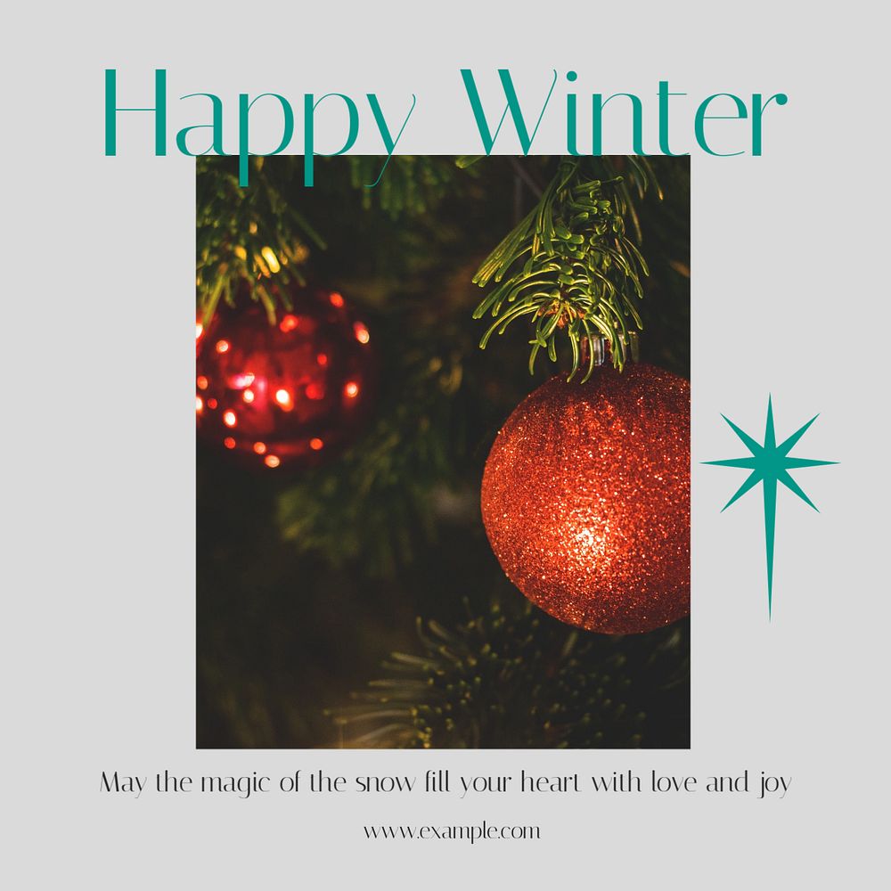 Happy winter Instagram post template, editable text