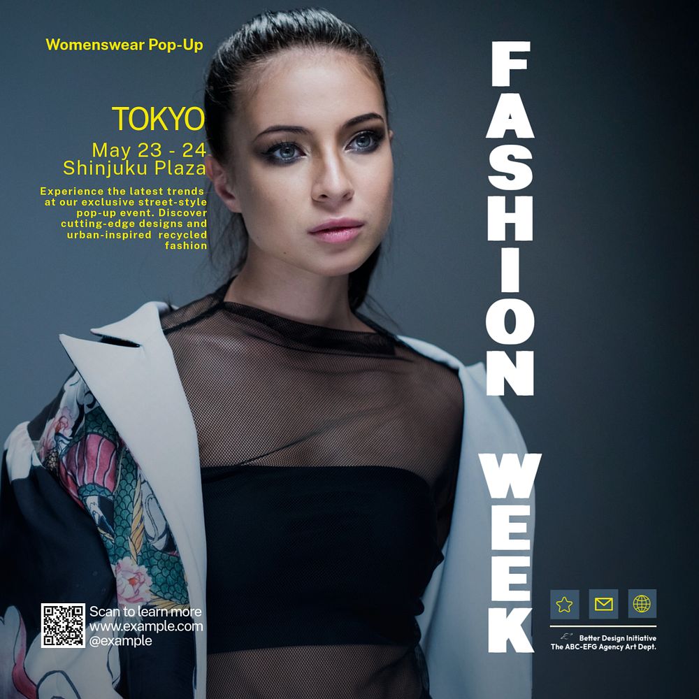 Fashion week Instagram post template, editable text