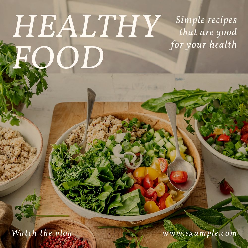 Healthy food Instagram post template, editable text